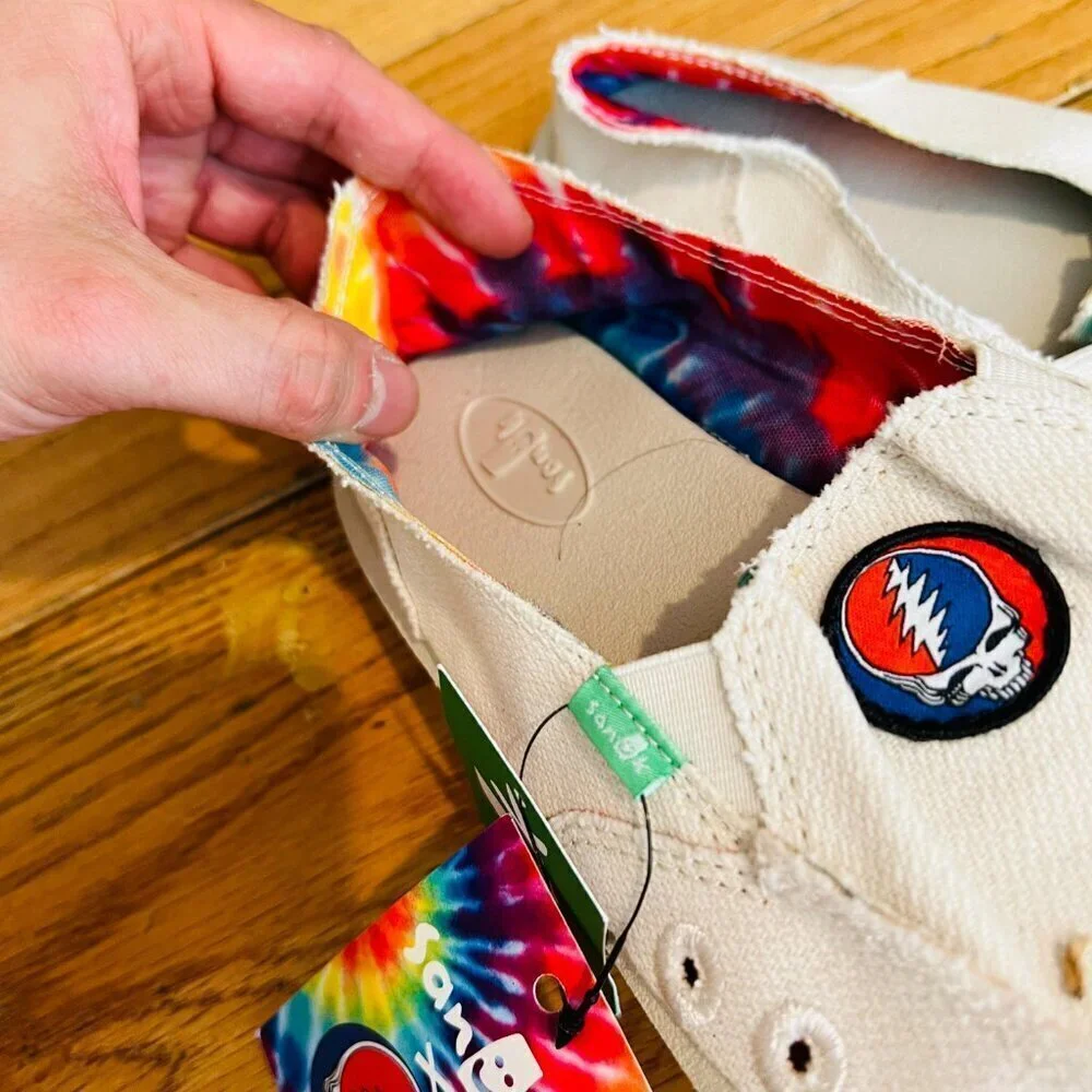 SANUK DONNA HEMP X GRATEFUL DEAD TIE DYE SIDEWALK SURFER SHOES, US 9 NWT